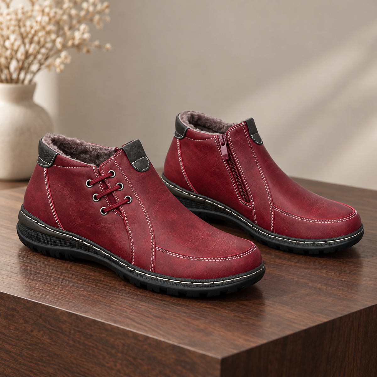 Botki damskie (36-41) 12par 9667-4 RED