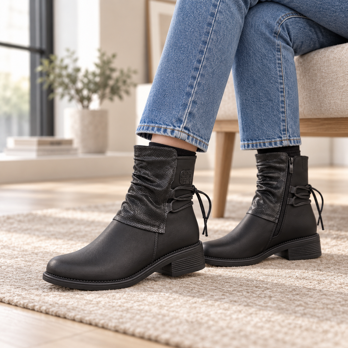 Botki Damskie (36-42) 12Par D27585-1 BLACK