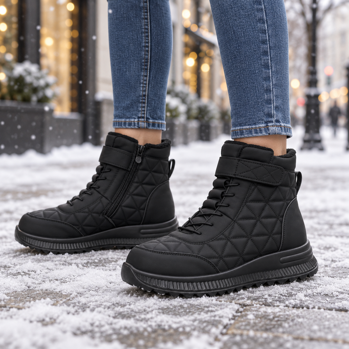 Botki Śniegowce damskie (36-42, 12par) D1506-1 BLACK