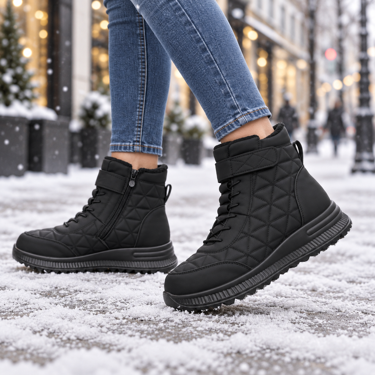 Botki Śniegowce damskie (36-42, 12par) D1506-1 BLACK