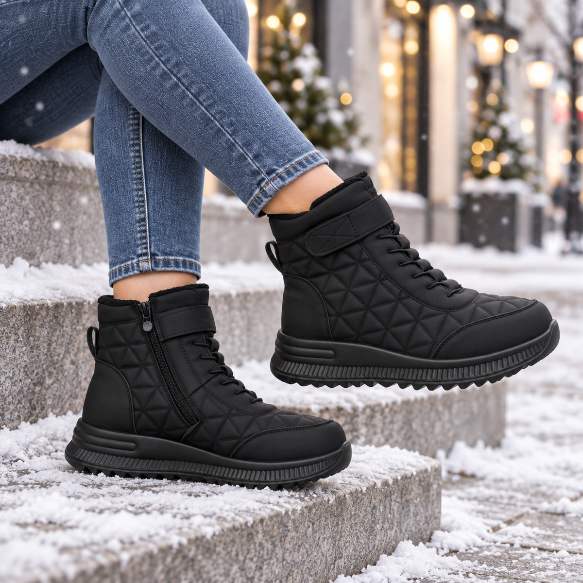 Botki Śniegowce damskie (36-42, 12par) D1506-1 BLACK