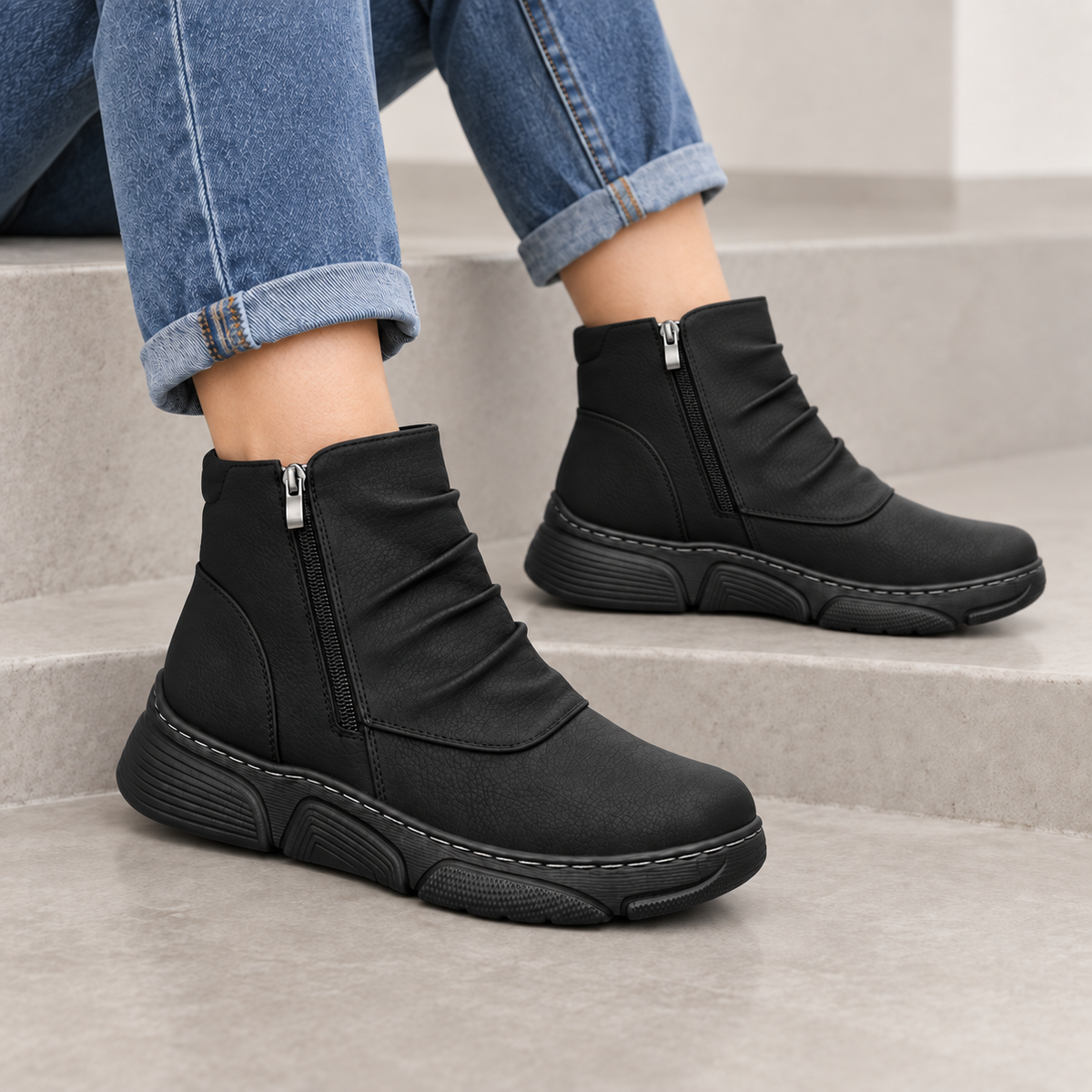 Botki Damskie (36-42) 12Par D26332-1 BLACK