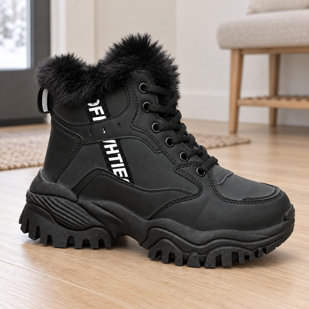 Botki Śniegowce damskie (36-41, 12par) D9303-21 ALL BLACK