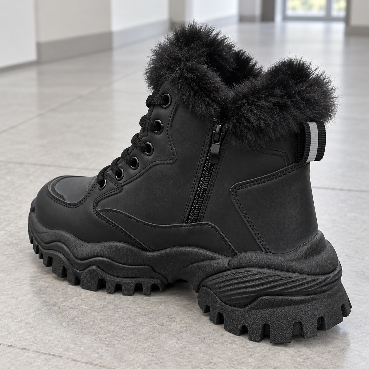 Botki Śniegowce damskie (36-41, 12par) D9303-21 ALL BLACK