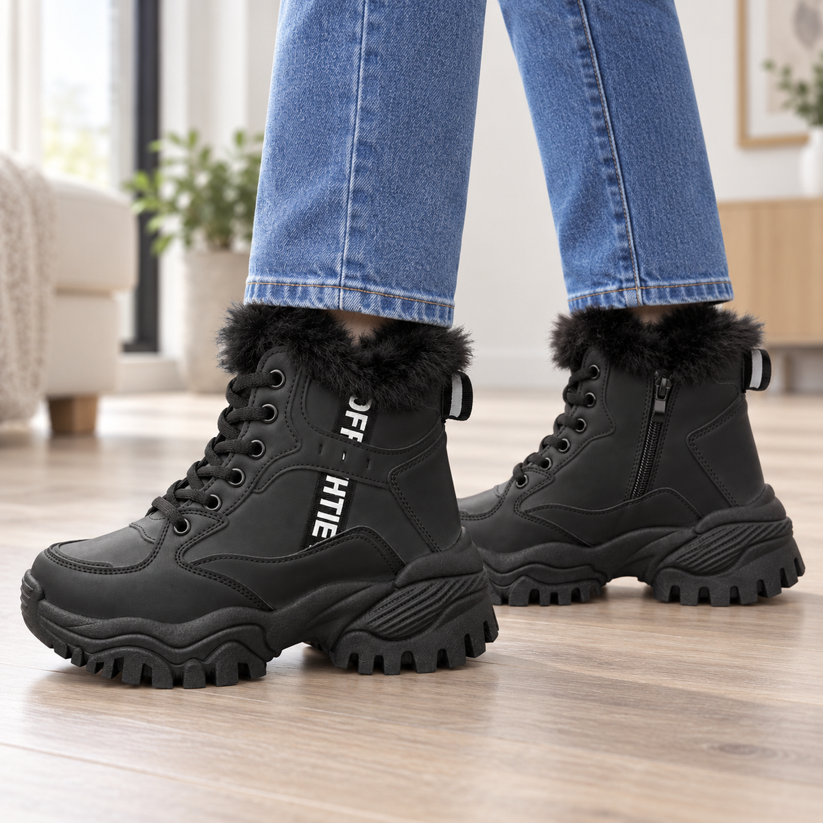 Botki Śniegowce damskie (36-41, 12par) D9303-21 ALL BLACK