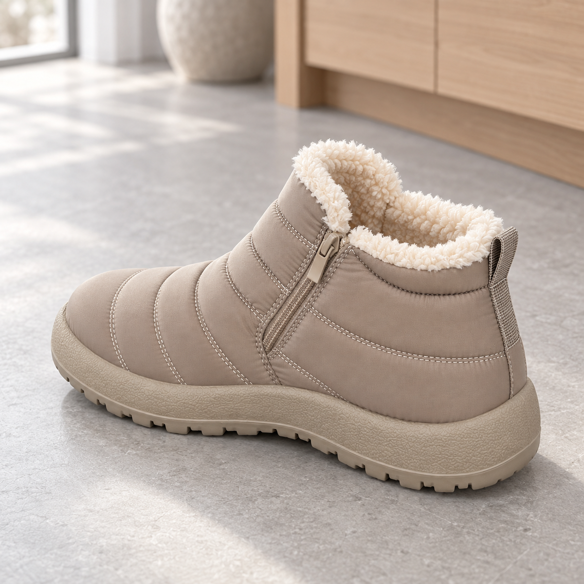 Botki Śniegowce damskie-OCIEPLANE (36-42, 12par) D7513-4 BEIGE
