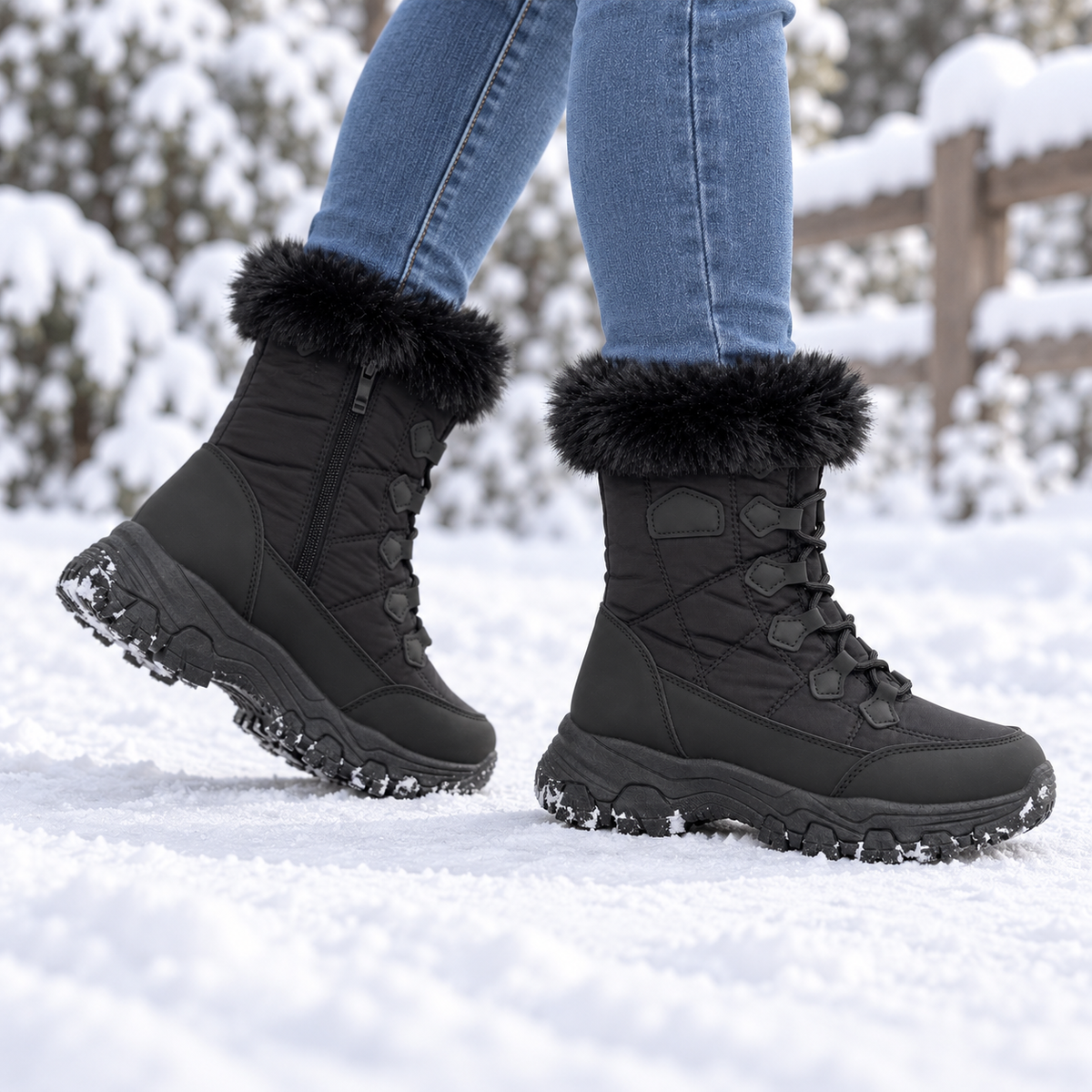 Botki Śniegowce damskie (36-41, 12par) D9158-21 ALL BLACK