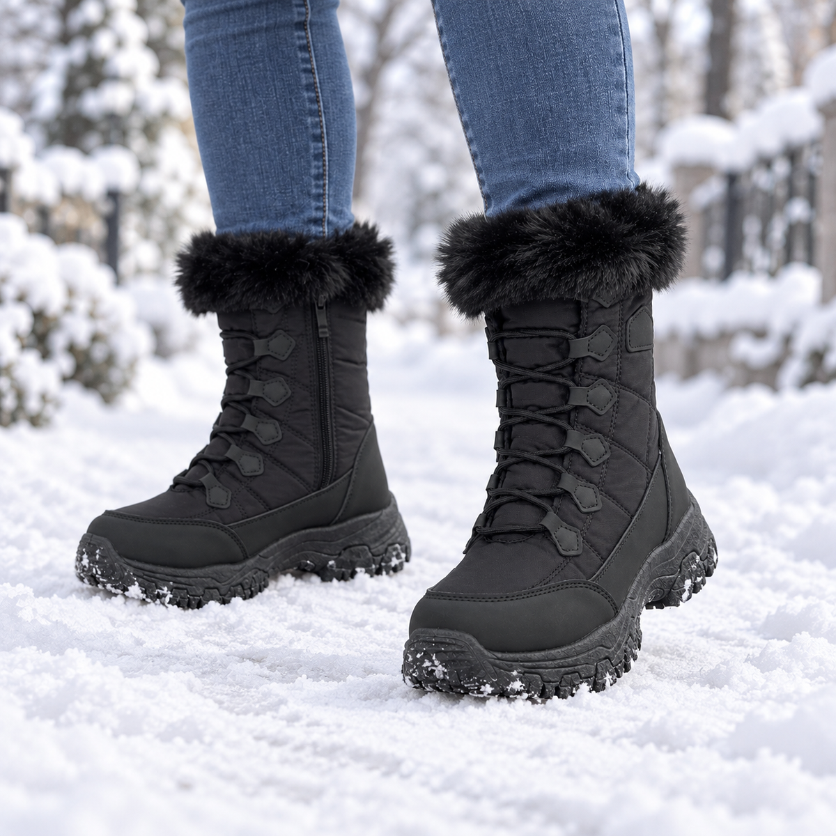 Botki Śniegowce damskie (36-41, 12par) D9158-21 ALL BLACK
