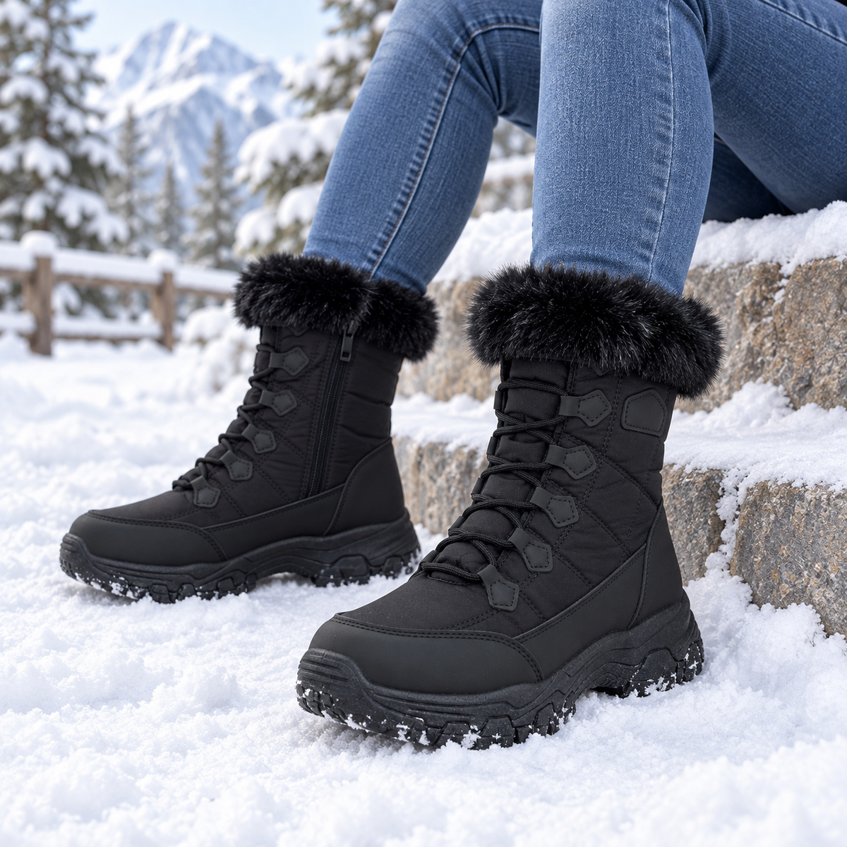 Botki Śniegowce damskie (36-41, 12par) D9158-21 ALL BLACK