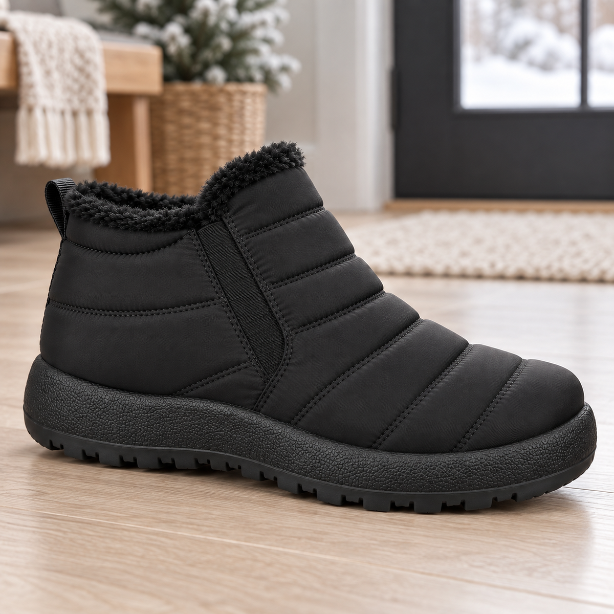 Botki Śniegowce damskie-OCIEPLANE (36-42, 12par) D7513-21 BLACK