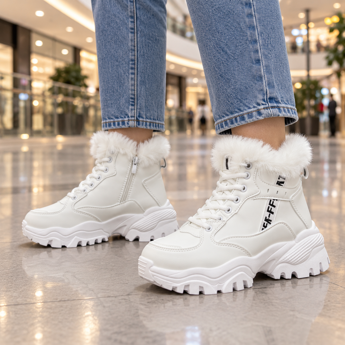Botki Śniegowce damskie (36-41, 12par) D9303-8 WHITE