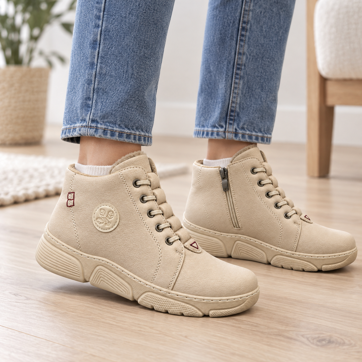 Botki Damskie (36-42) 12Par D1501-3 BEIGE