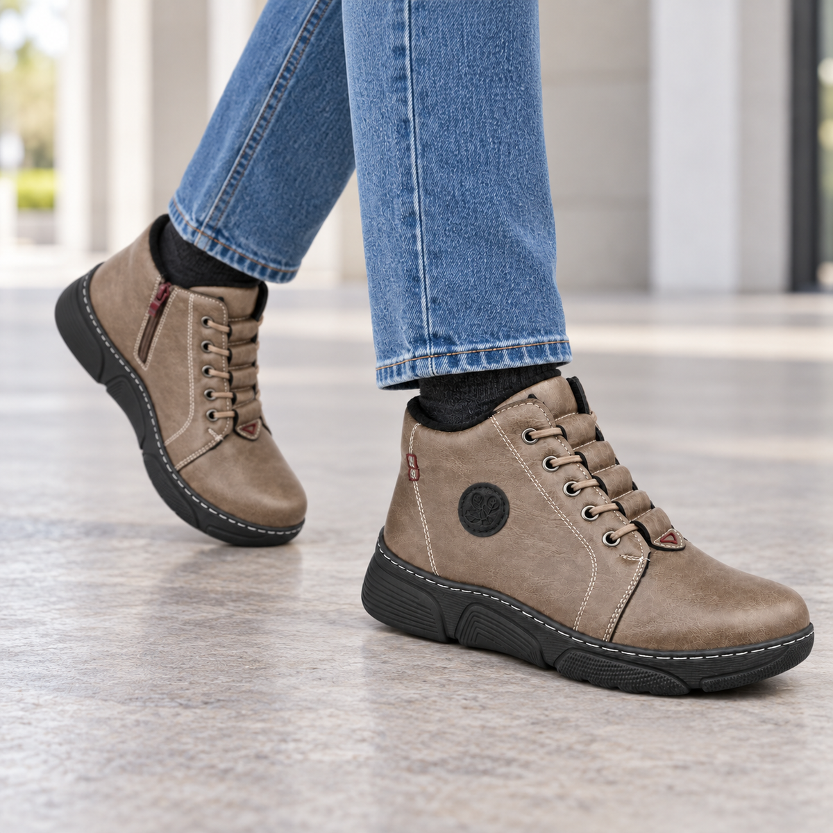Botki Damskie (36-42) 12Par D1501-2 KHAKI