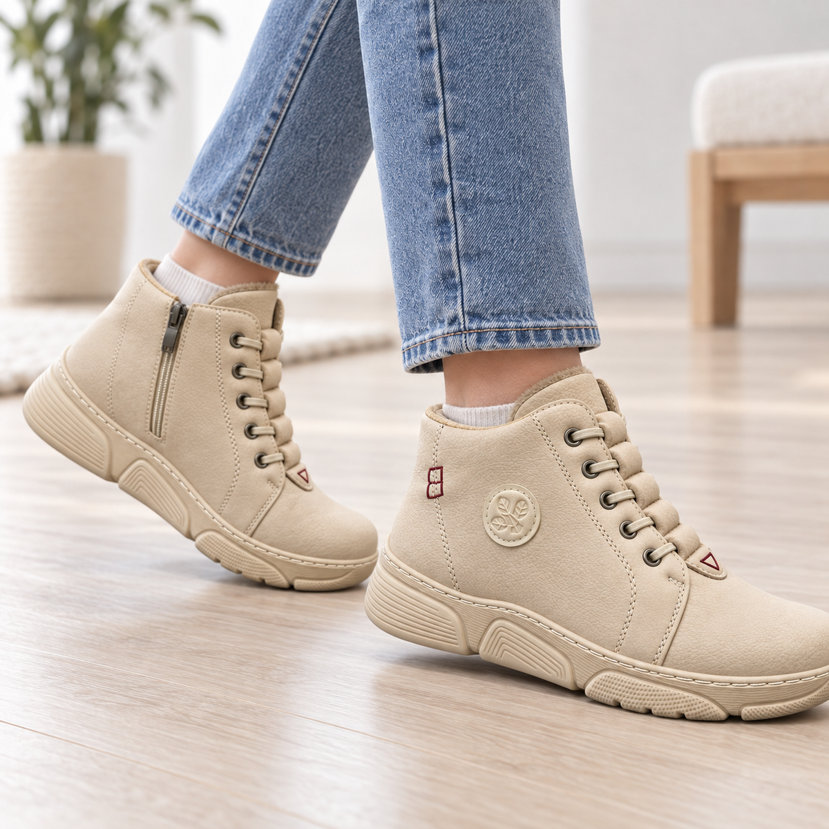 Botki Damskie (36-42) 12Par D1501-3 BEIGE