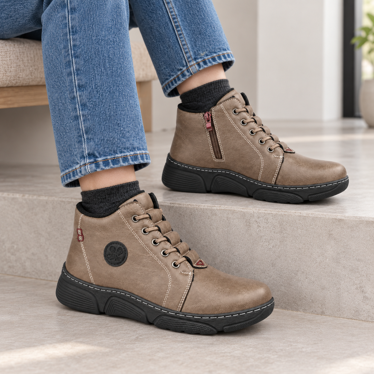 Botki Damskie (36-42) 12Par D1501-2 KHAKI
