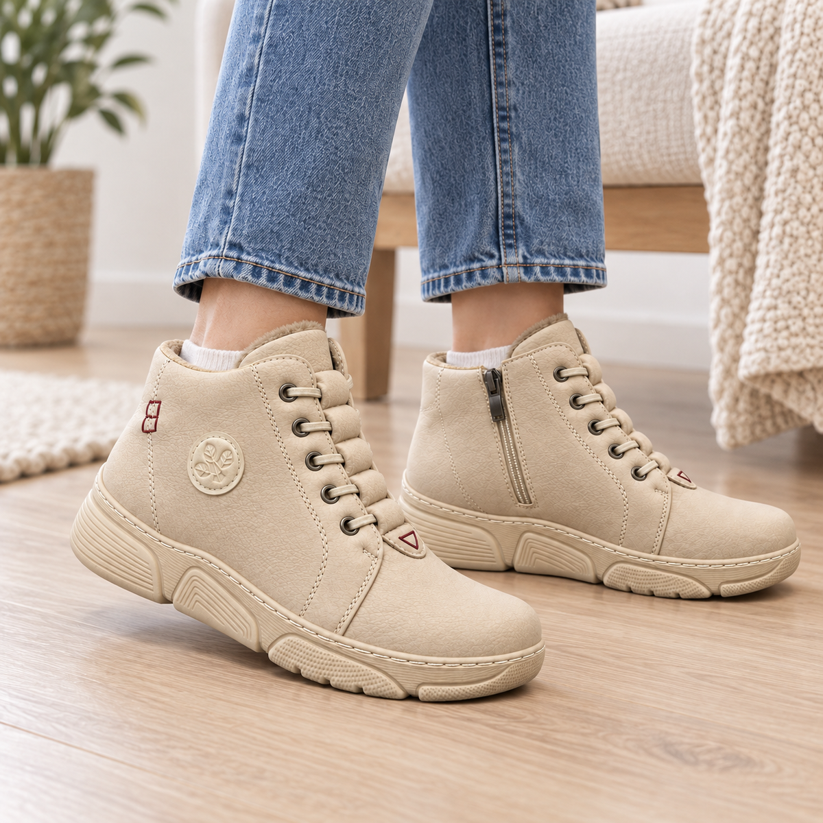 Botki Damskie (36-42) 12Par D1501-3 BEIGE