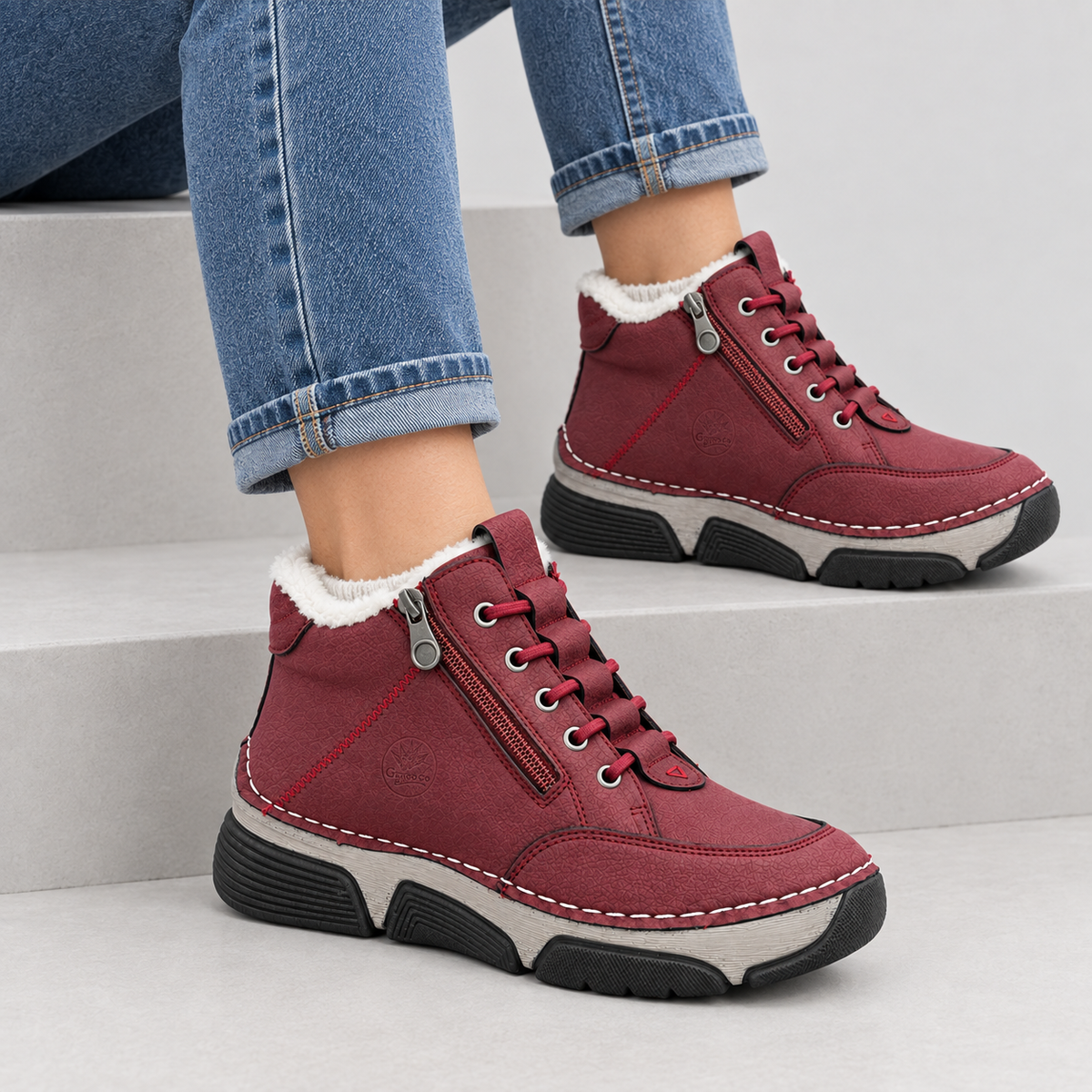 Botki Damskie (36-42) 12Par D1505-4 RED
