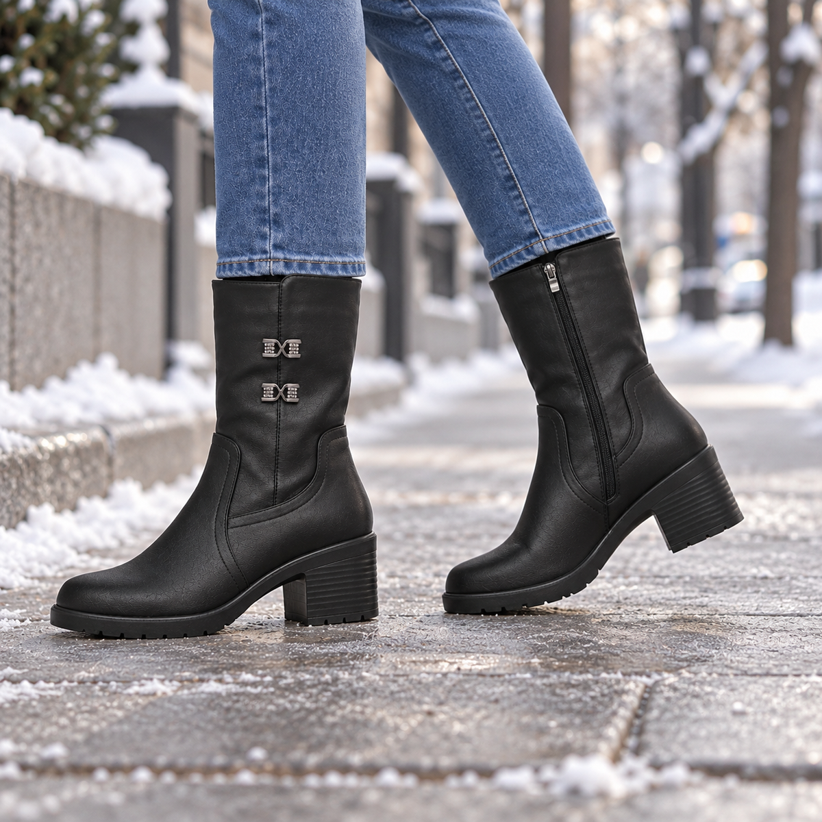 Botki Damskie (36-42) 12Par D7134-21 ALL BLACK