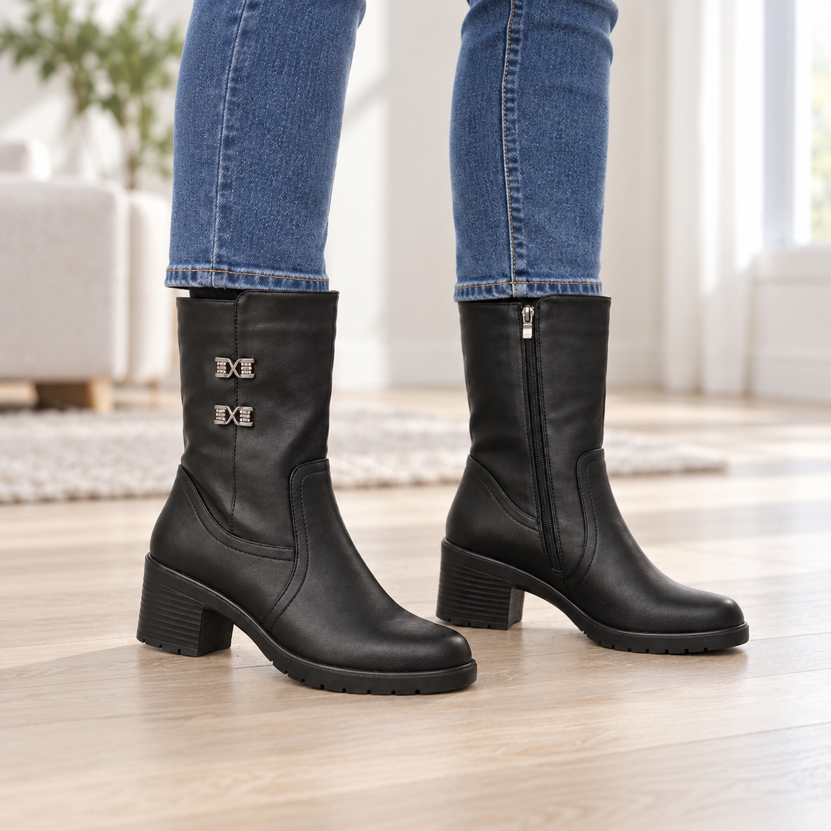 Botki Damskie (36-42) 12Par D7134-21 ALL BLACK