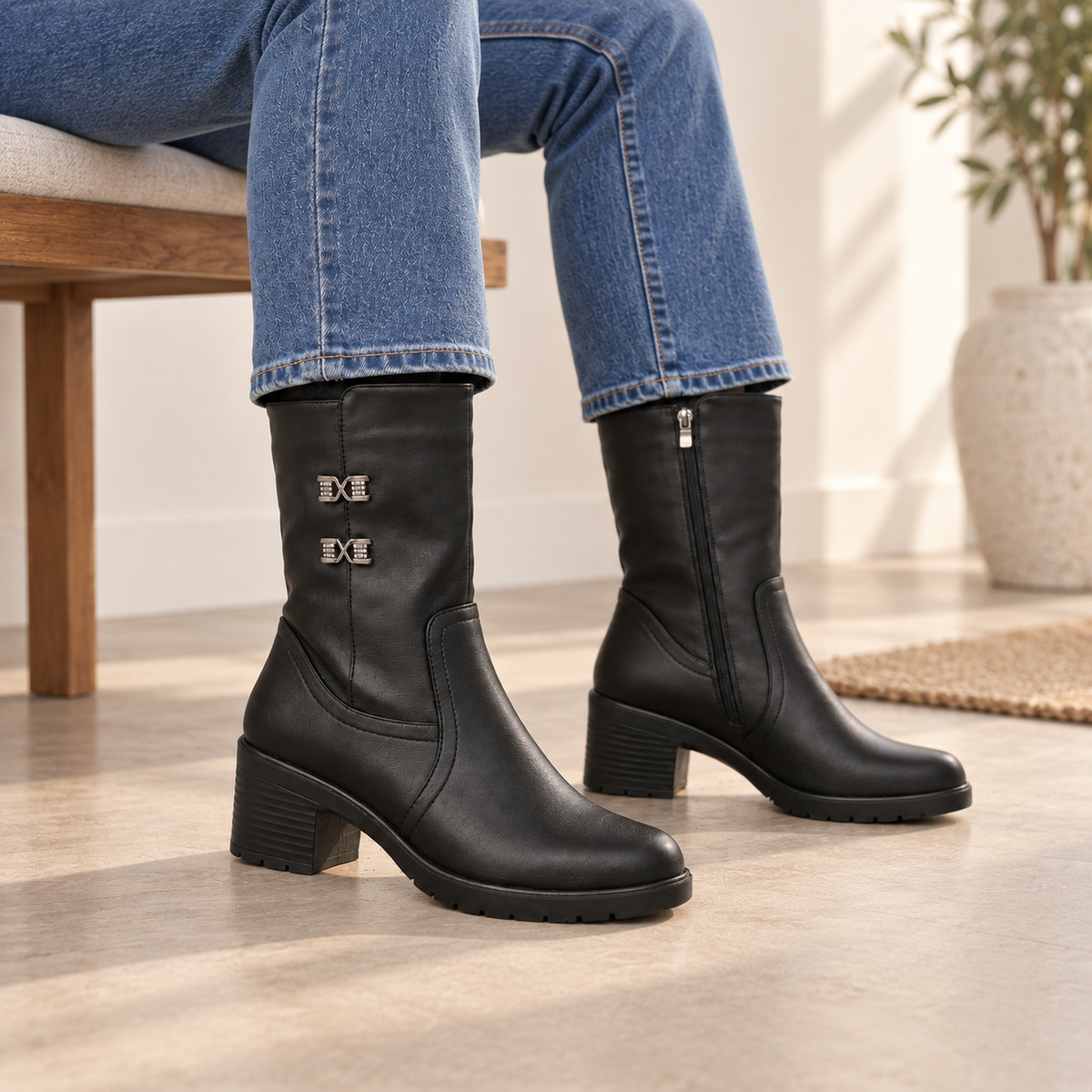 Botki Damskie (36-42) 12Par D7134-21 ALL BLACK