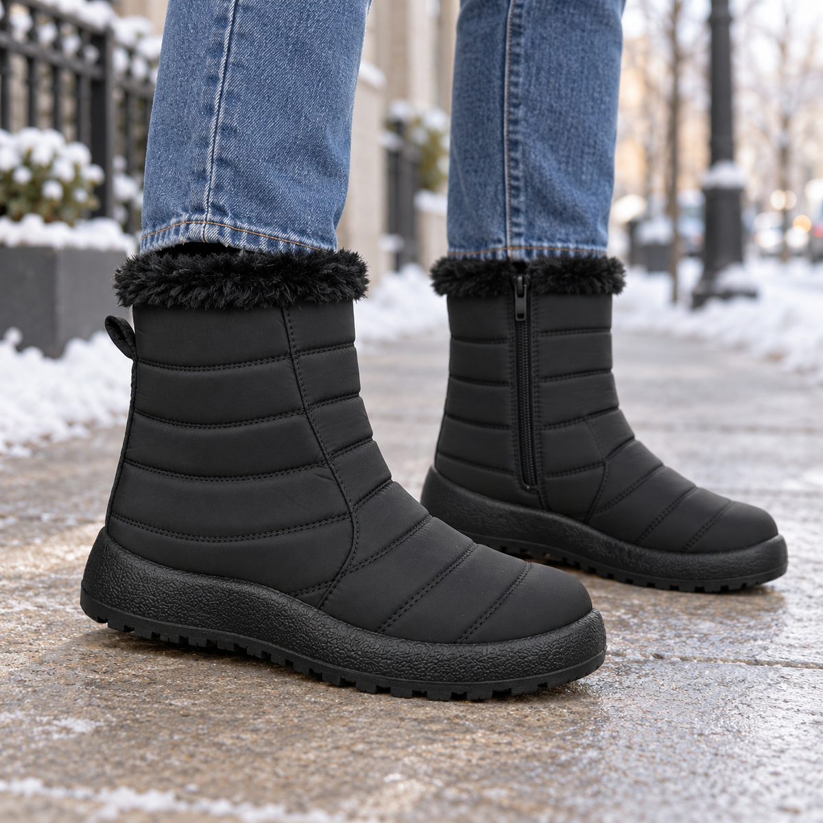 Botki Śniegowce damskie-OCIEPLANE (36-42, 12par) D7550-21 ALL BLACK