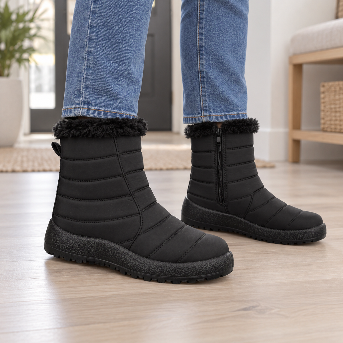 Botki Śniegowce damskie-OCIEPLANE (36-42, 12par) D7550-21 ALL BLACK