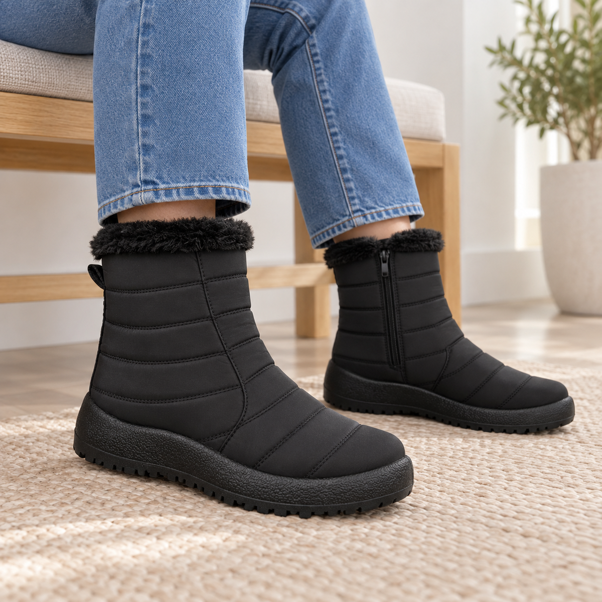 Botki Śniegowce damskie-OCIEPLANE (36-42, 12par) D7550-21 ALL BLACK
