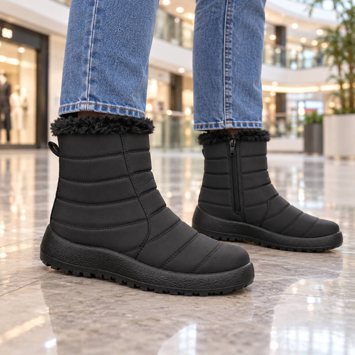 Botki Śniegowce damskie-OCIEPLANE (36-42, 12par) D7550-21 ALL BLACK