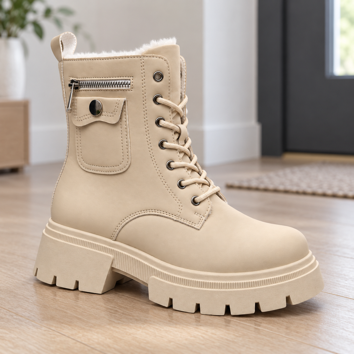 Botki Śniegowce damskie (36-41, 12par) D6501-4 BEIGE