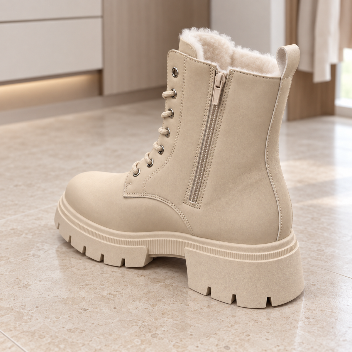 Botki Śniegowce damskie (36-41, 12par) D6501-4 BEIGE