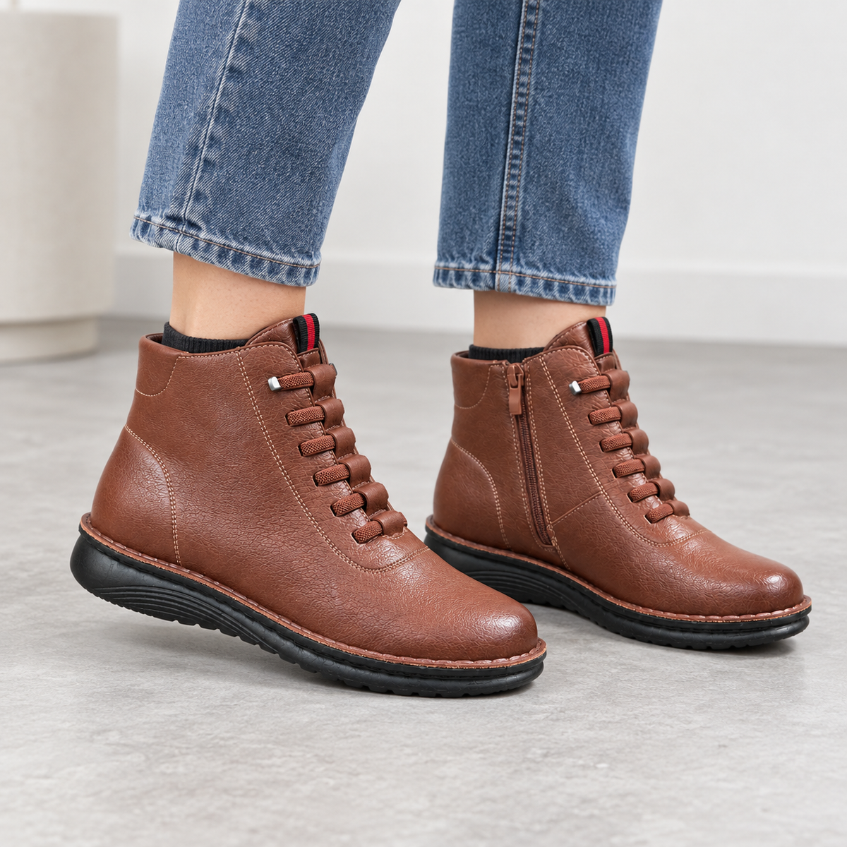 Botki Damskie (36-42) 12Par D71-9 BROWN