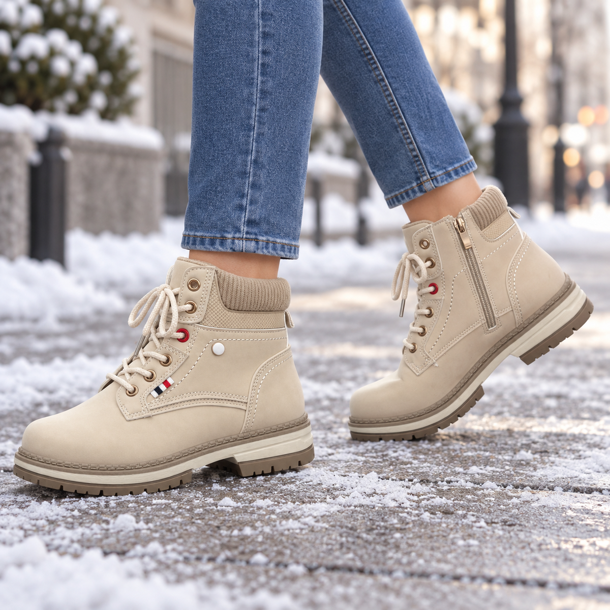 Botki Damskie (36-41) 12Par D9806-6 BEIGE