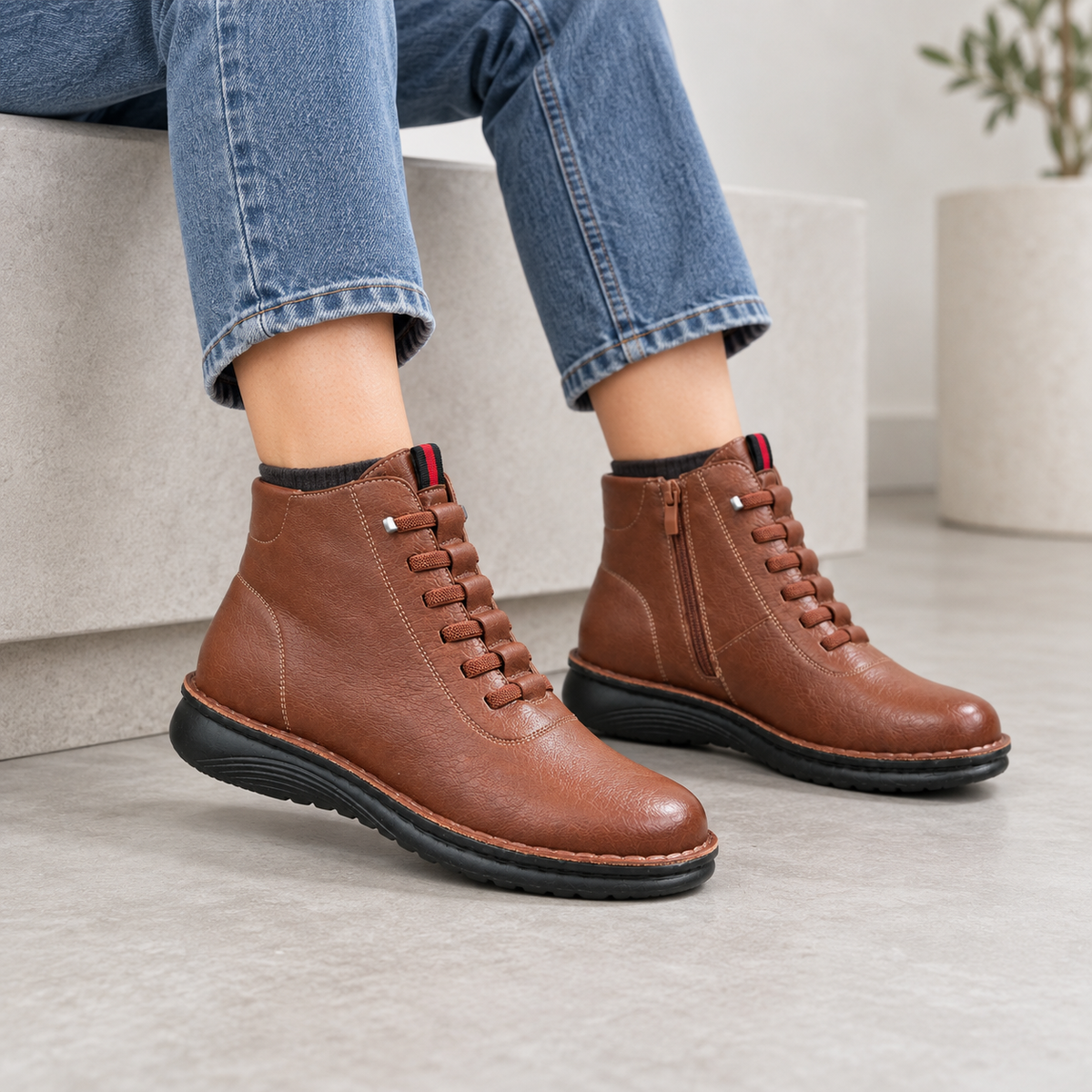Botki Damskie (36-42) 12Par D71-9 BROWN