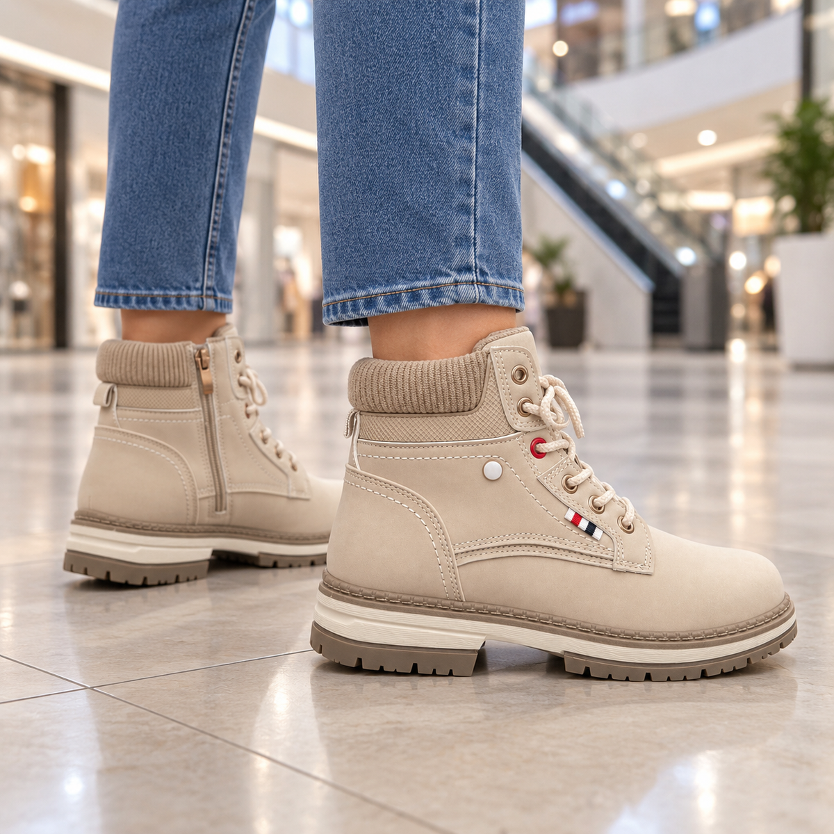 Botki Damskie (36-41) 12Par D9806-6 BEIGE