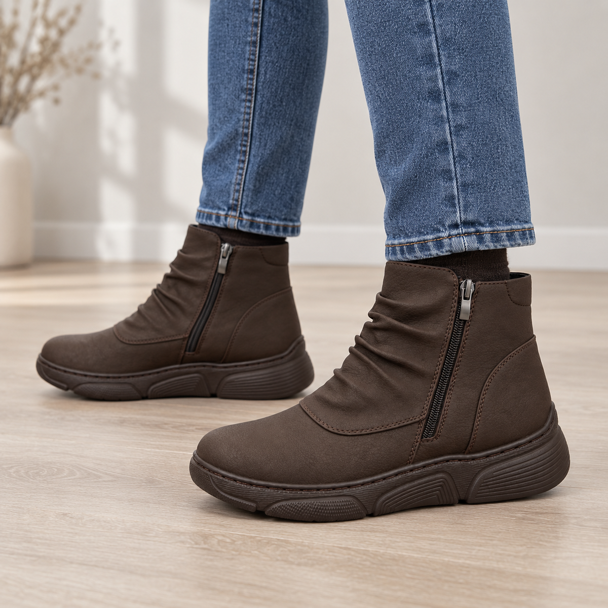 Botki Damskie (36-42) 12Par D26332-3 BROWN