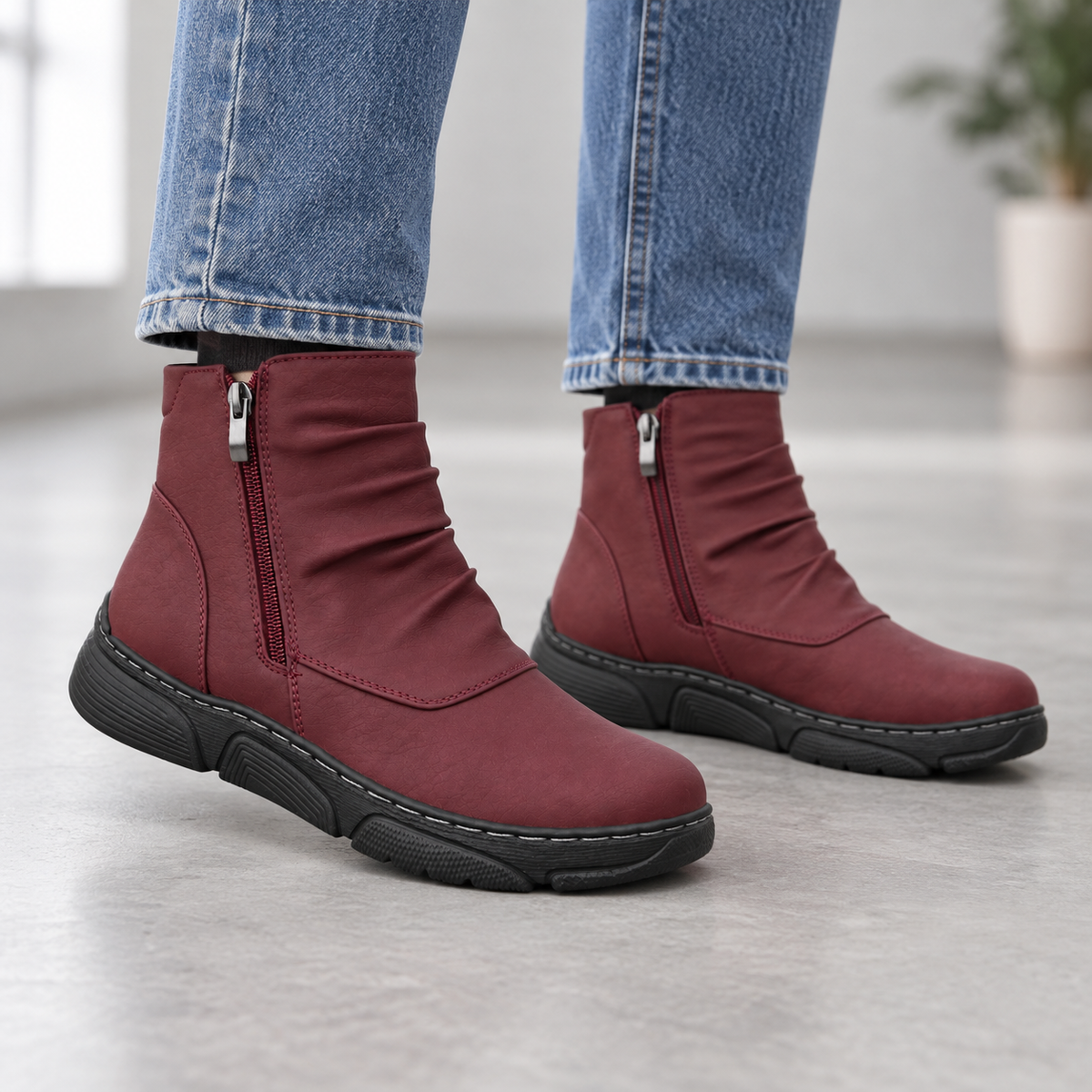 Botki Damskie (36-42) 12Par D26332-7 RED
