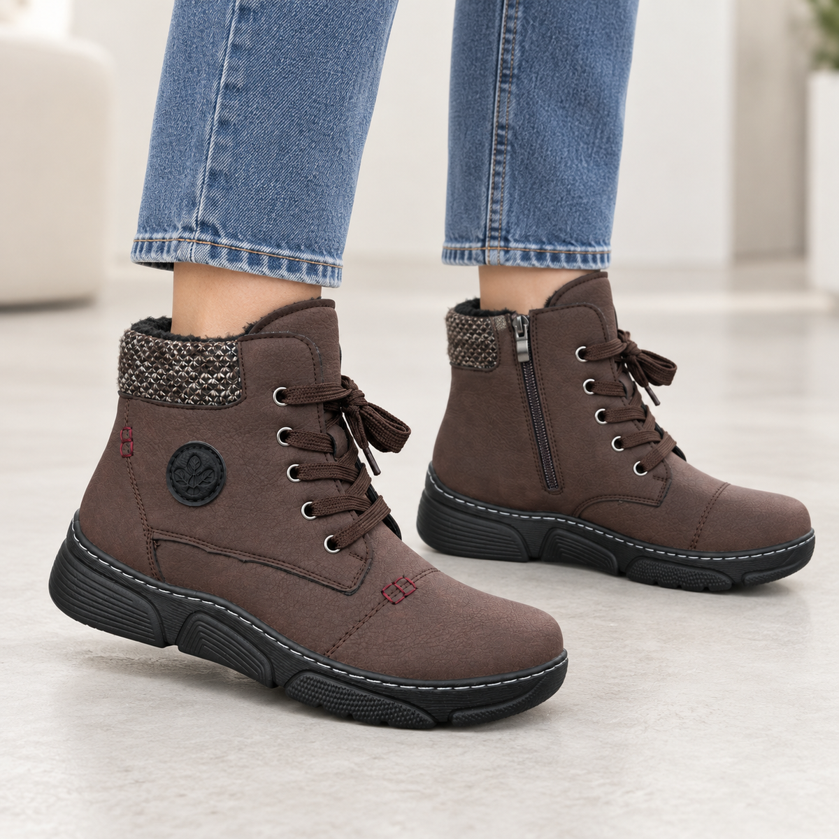 Botki Damskie (36-42) 12Par D1502-7 BROWN