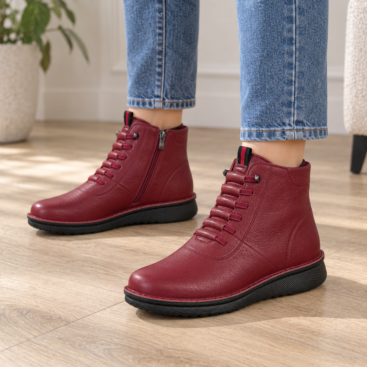 Botki Damskie (36-42) 12Par D25311-7 RED