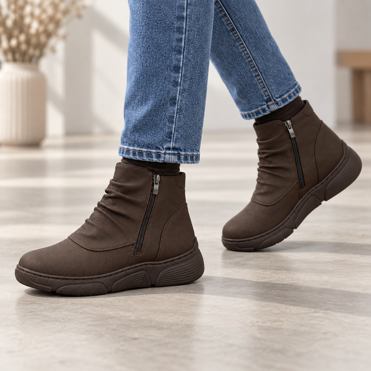 Botki Damskie (36-42) 12Par D26332-3 BROWN