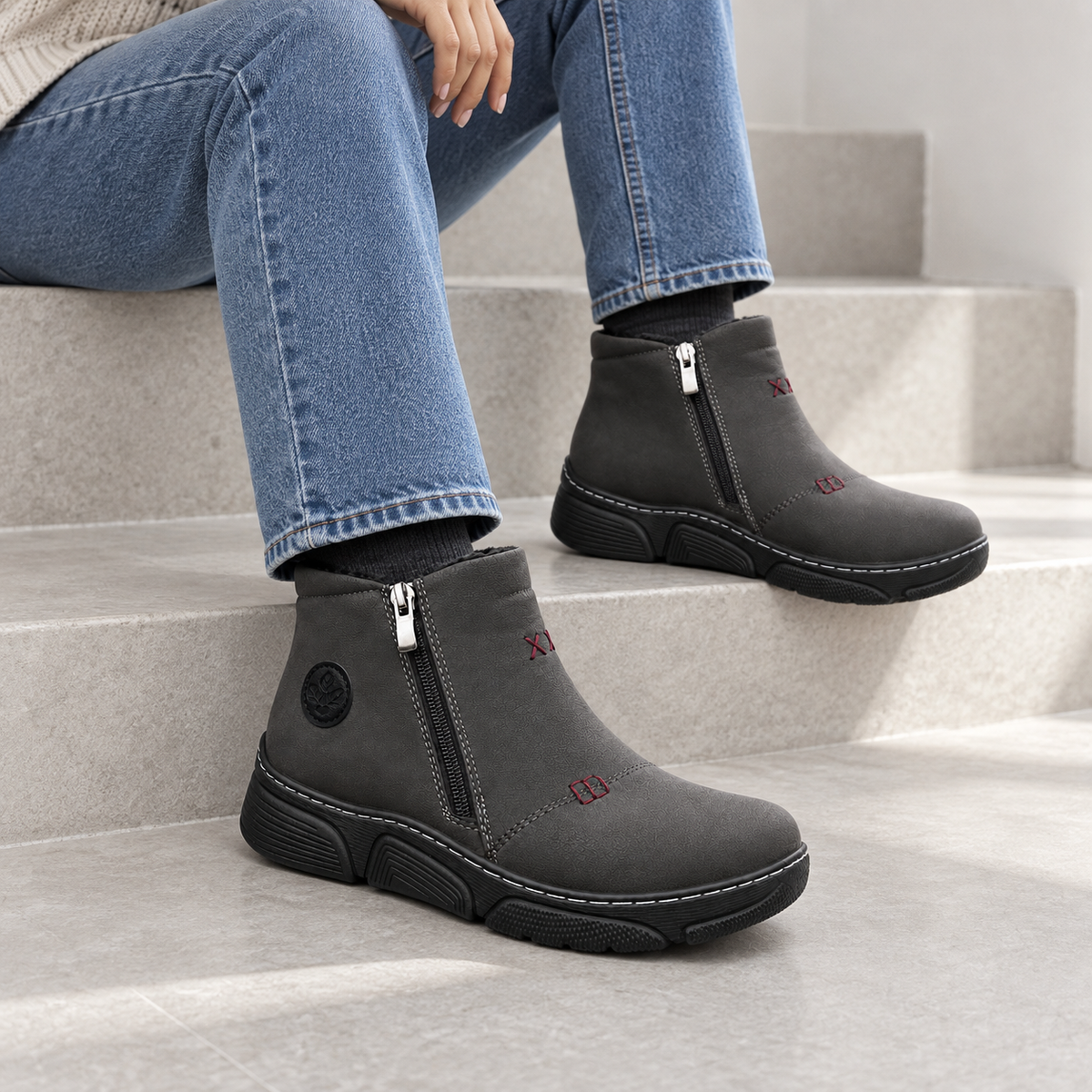 Botki Damskie (36-42) 12Par D1504-10 GREY