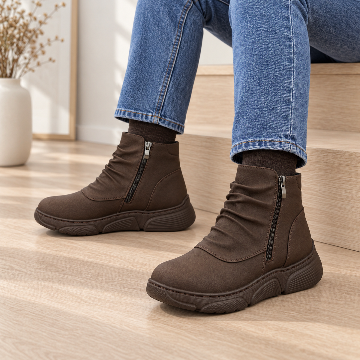 Botki Damskie (36-42) 12Par D26332-3 BROWN