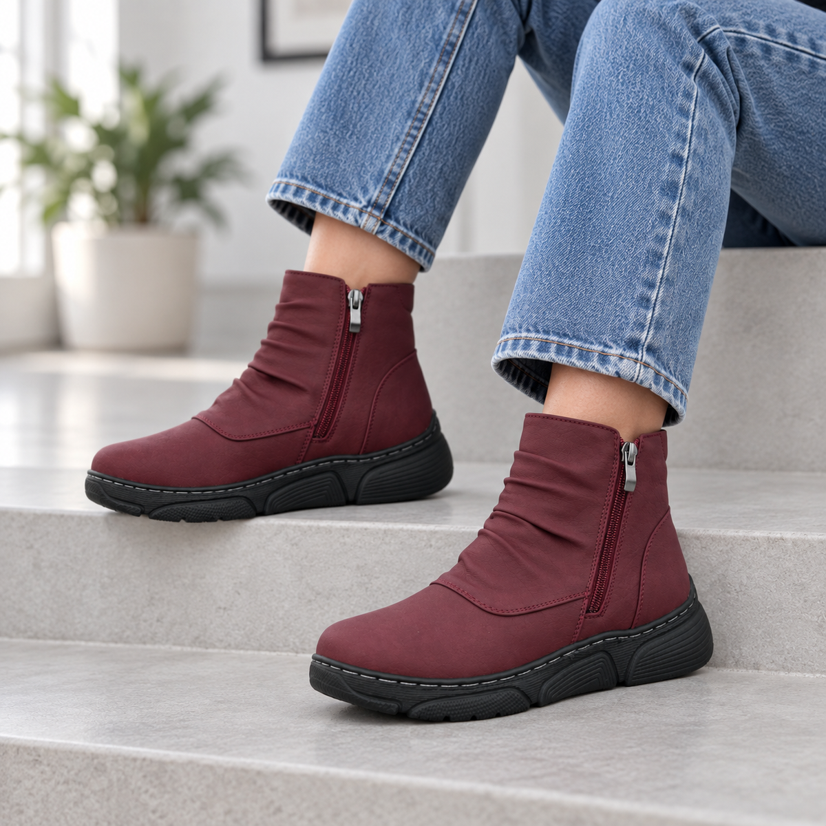 Botki Damskie (36-42) 12Par D26332-7 RED