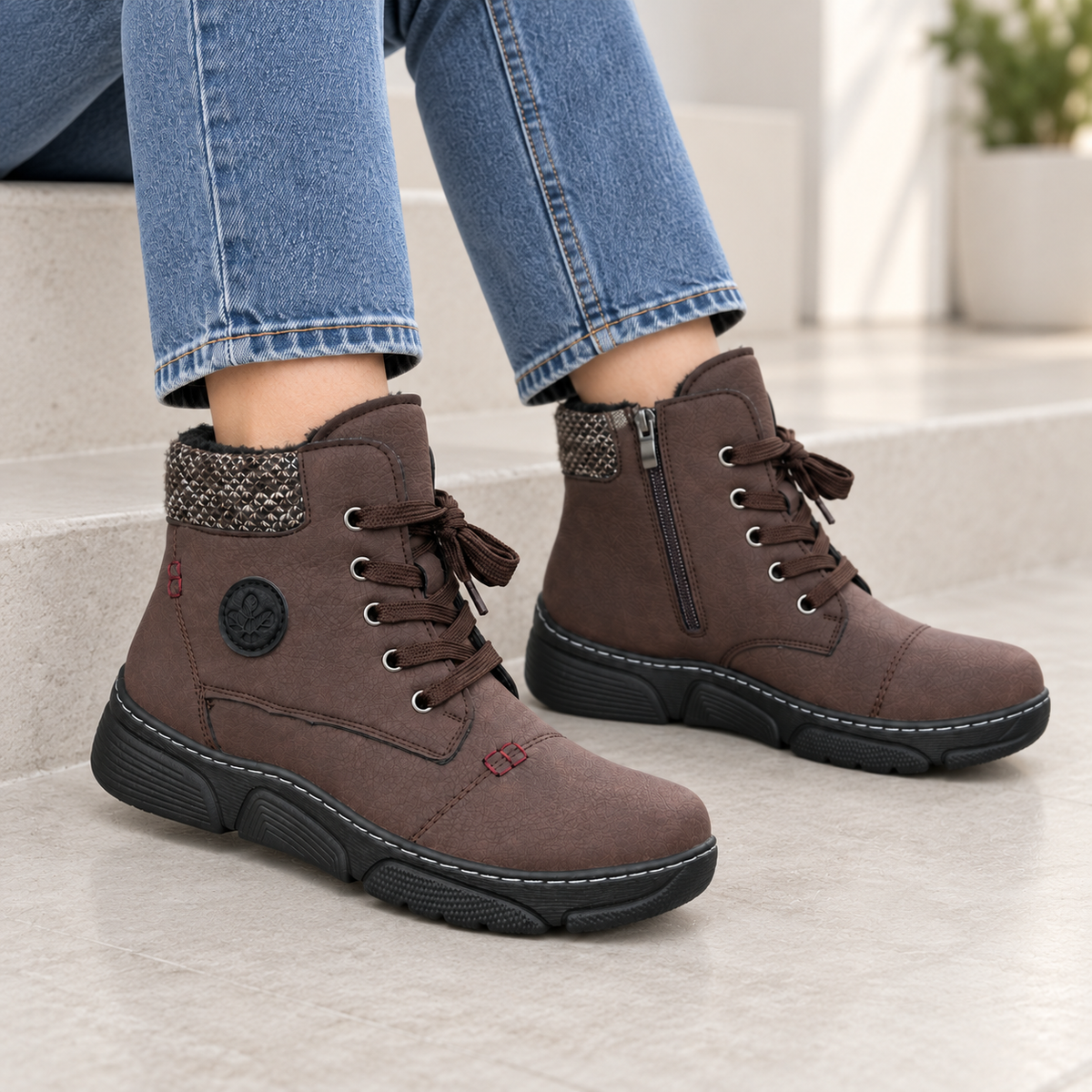 Botki Damskie (36-42) 12Par D1502-7 BROWN