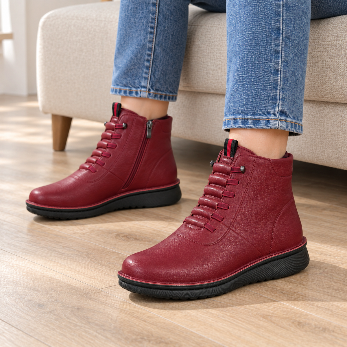 Botki Damskie (36-42) 12Par D25311-7 RED