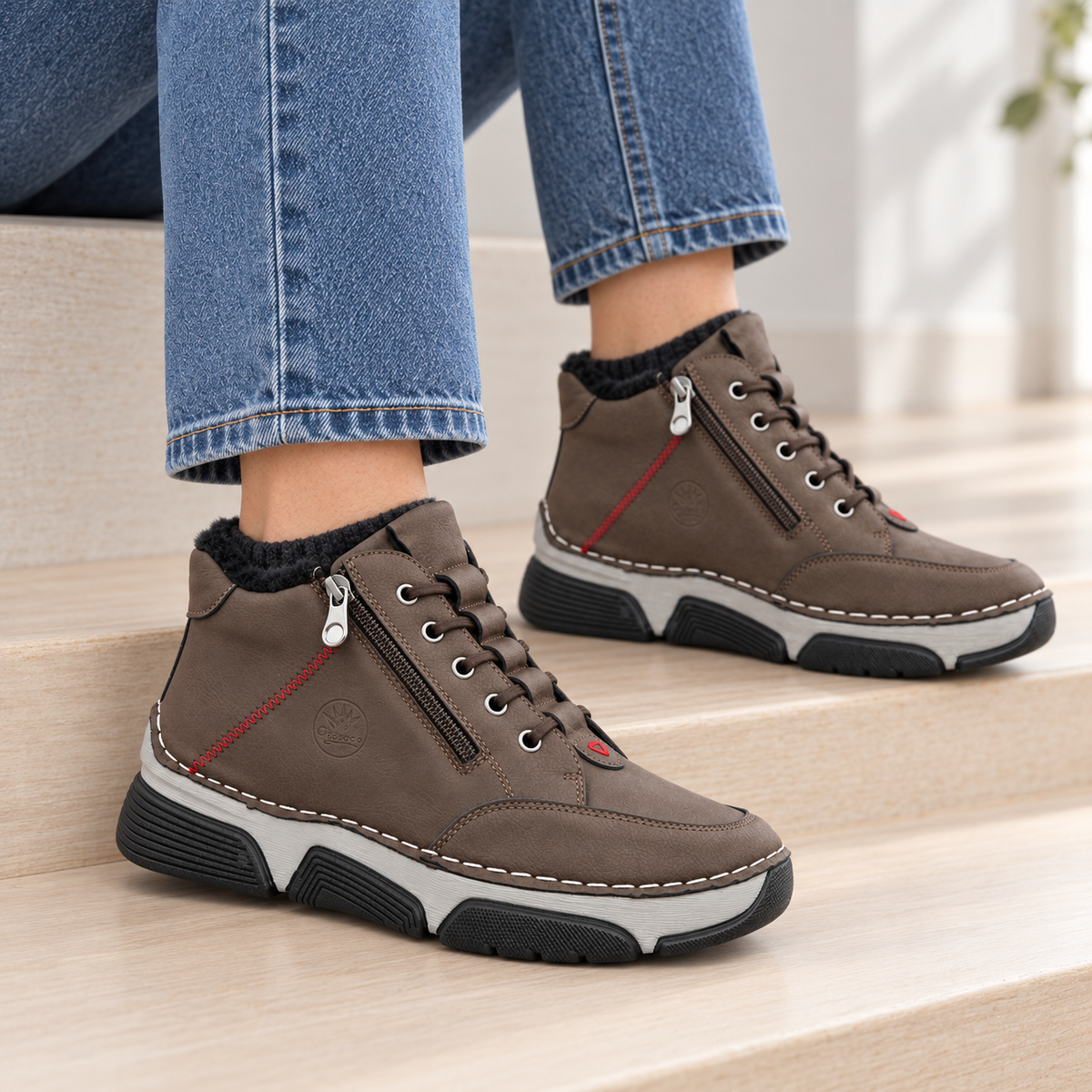 Botki Damskie (36-42) 12Par D1502-7 BROWN