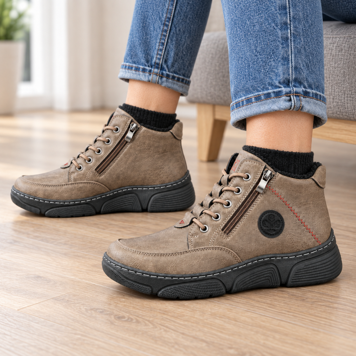 Botki Damskie (36-42) 12Par D1503-2 BROWN
