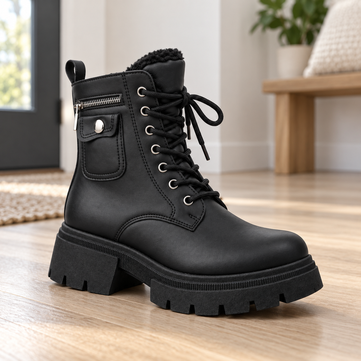 Botki Śniegowce damskie (36-41, 12par) D6501-21 BLACK