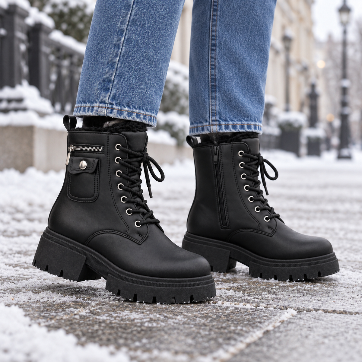 Botki Śniegowce damskie (36-41, 12par) D6501-21 BLACK