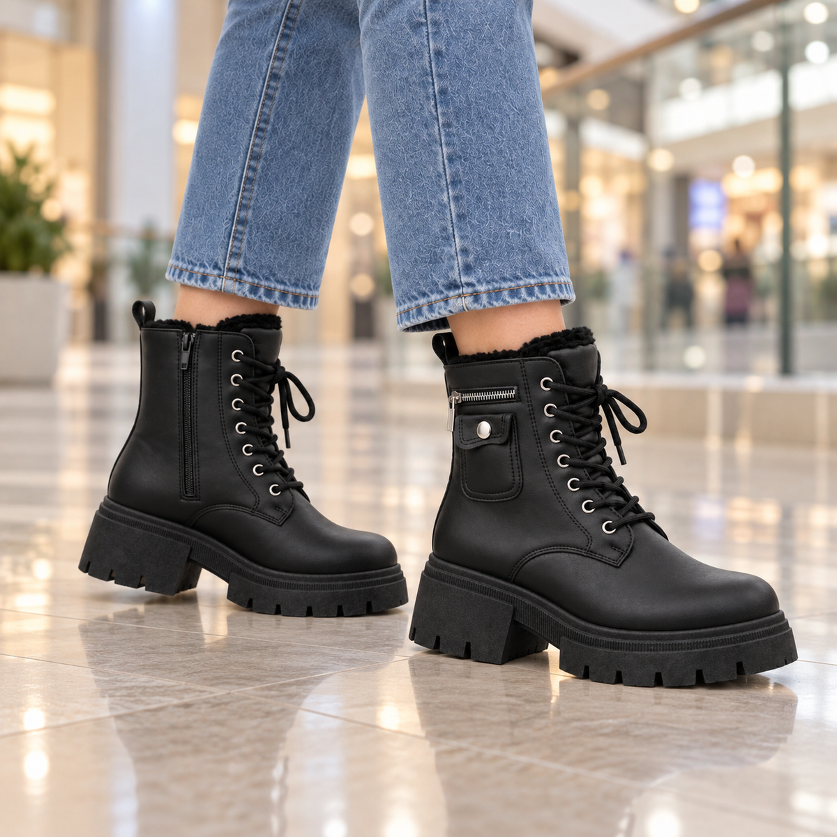 Botki Śniegowce damskie (36-41, 12par) D6501-21 BLACK