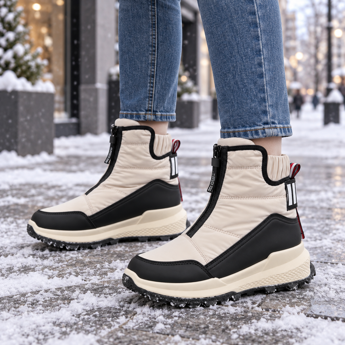 Botki Śniegowce damskie (36-41, 12par) D9166-4 BEIGE